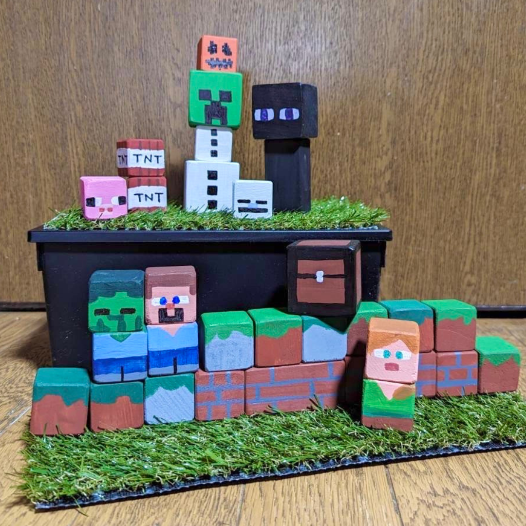 minecraft 積み木 ~100円ショップで手作り~ | 長野県上田市の放課後等デイサービス・児童発達支援 こどもプラス塩田教室